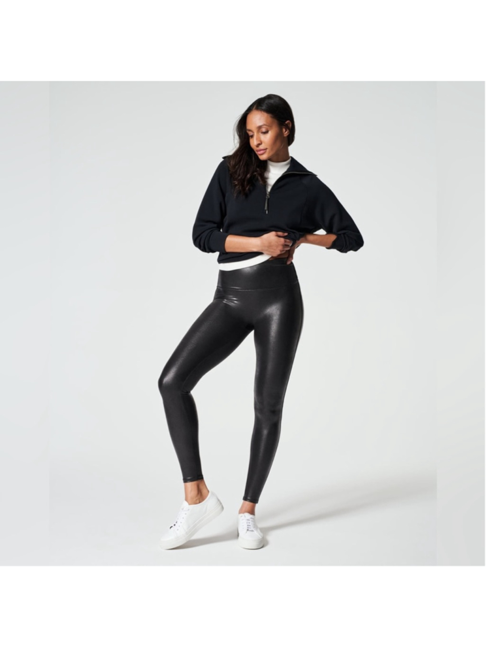 SPANX Faux Leather Shaping Leggings in black size M